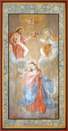 Krönung der "Himmelskönigin Maria" (Szene der Kassettendecke der Pfarrkirche)